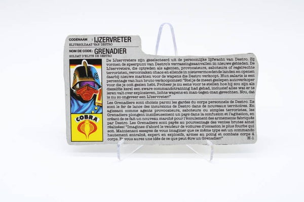Filecard Iron Grenadiers (v1) FR/NL - 1988 - G.I. Joe - Vintage - Hasbro
