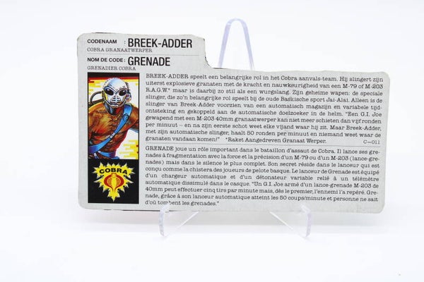 Filecard Frag-Viper (v1) FR/NL - 1989 - G.I. Joe - Vintage - Hasbro