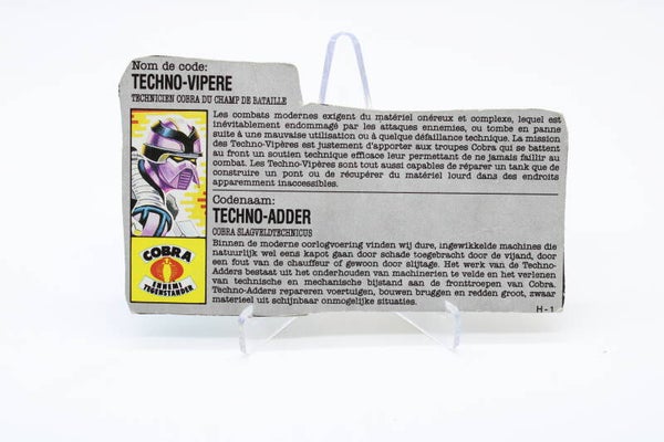 Filecard Techno-Viper (v1) FR/NL - 1987 - G.I. Joe - Vintage - Hasbro