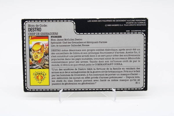 Filecard Destro (v2) FR - 1988 - G.I. Joe - Vintage - Hasbro