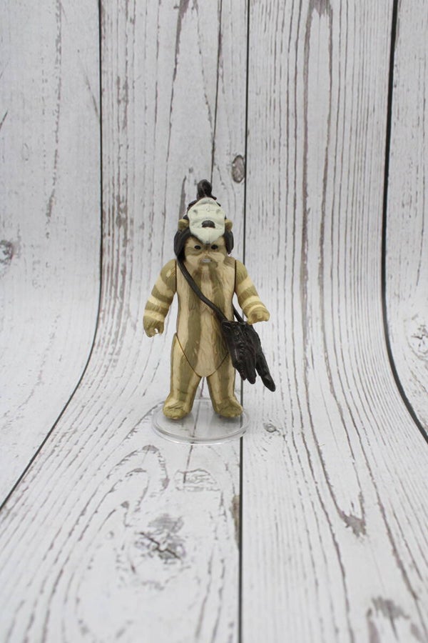 Vintage Logray (Ewok Medicine Man) met Headgear en Pouch - 1983 - Macau - Star Wars - Kenner