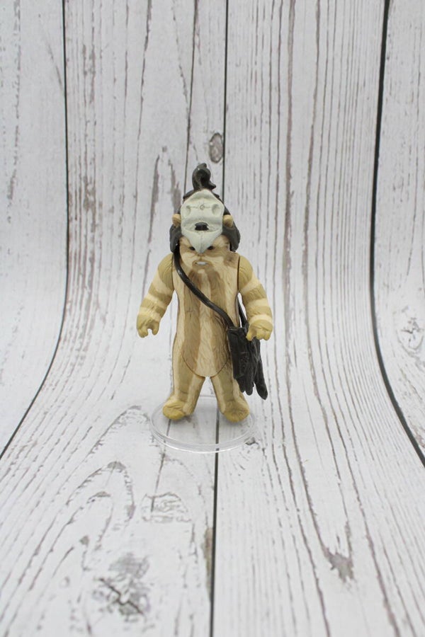 Vintage Logray (Ewok Medicine Man) met Headgear en Pouch - 1983 - Macau - Star Wars - Kenner
