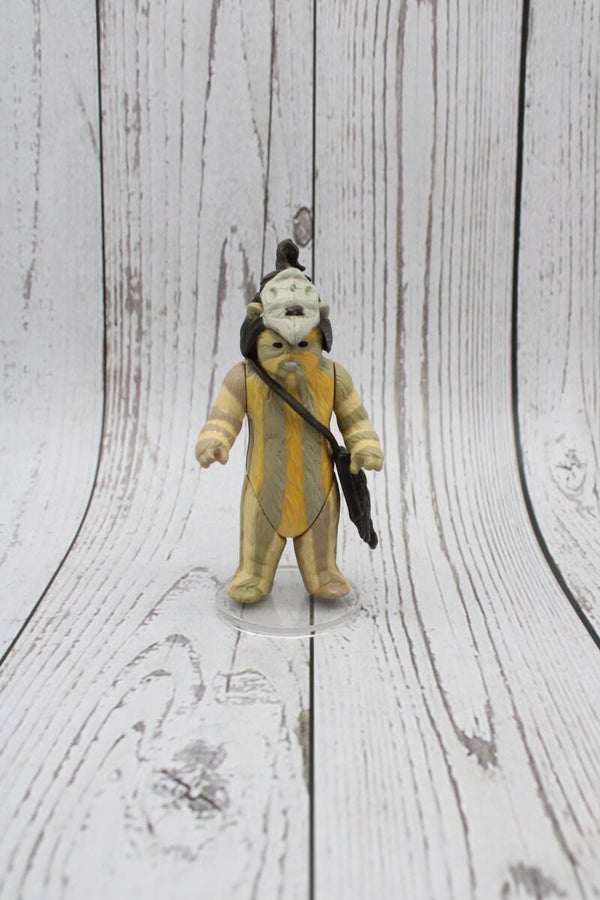Vintage Logray (Ewok Medicine Man) met Headgear en Pouch - 1983 - Macau - Star Wars - Kenner