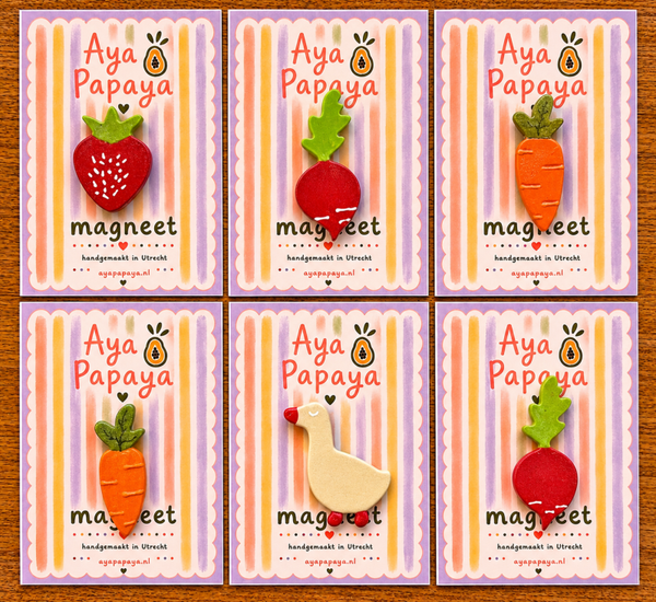 Vrolijke magneetjes (radijs, wortel, aardbei of gans- maak je keuze)