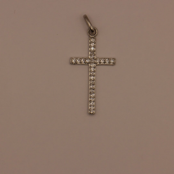 Pendentif Croix Scintillante en Argent 925 et Zircons