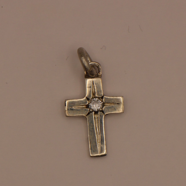 Pendentif Croix Antique avec Zircon en Argent 925