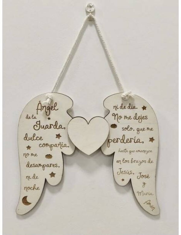 Placa de madera Ángel de la guarda