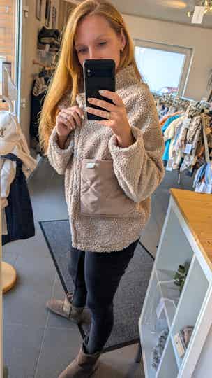 Mimasa Damen Plüschjacke Felljacke kurz