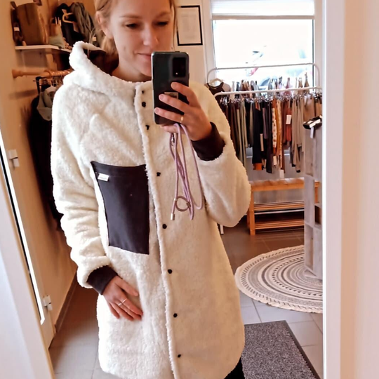 Mimasa Damen Plüschmantel/ Teddyfellmantel / Tragemantel