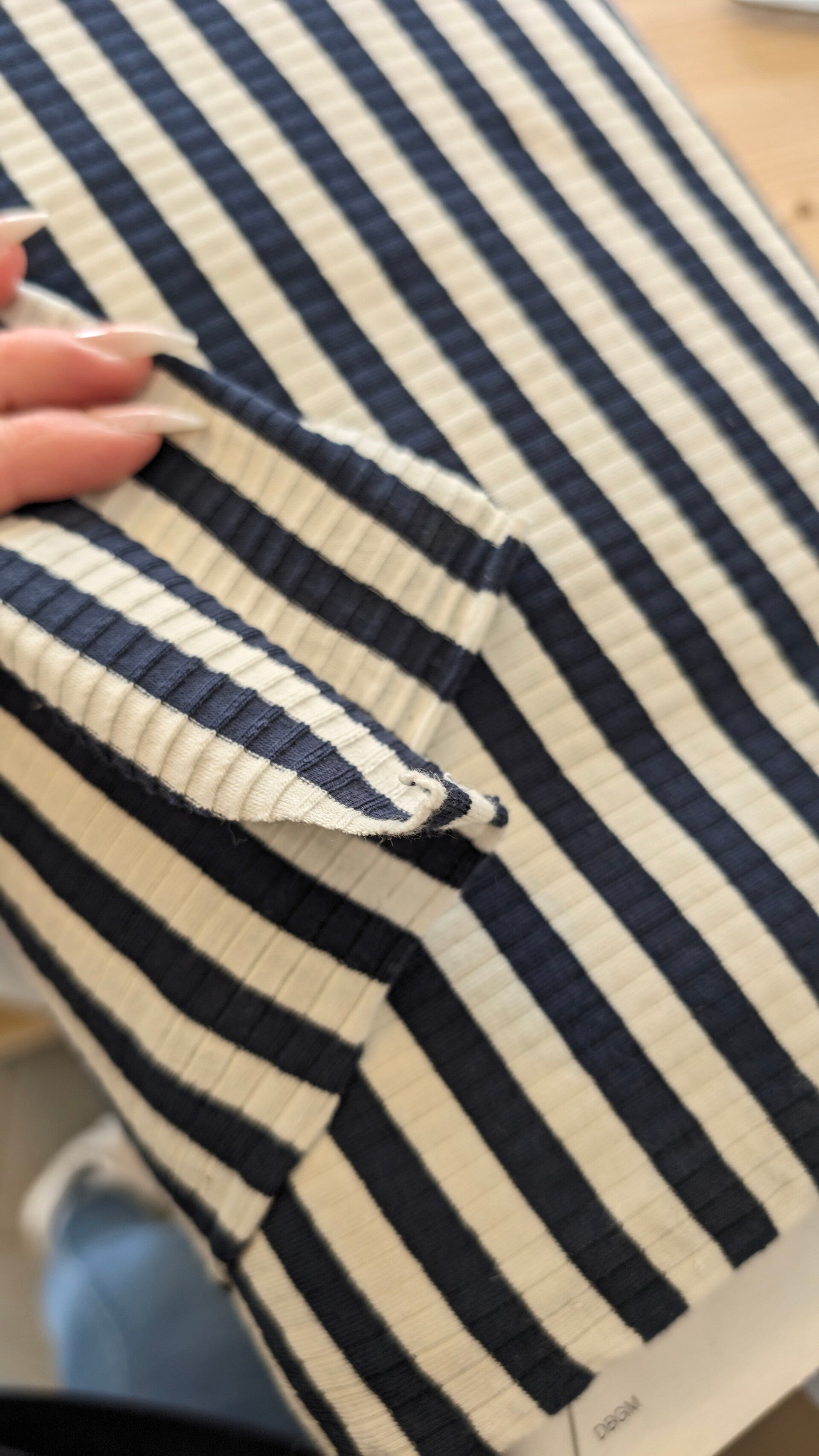 Ribjersey Stripes Marine blau offwhite