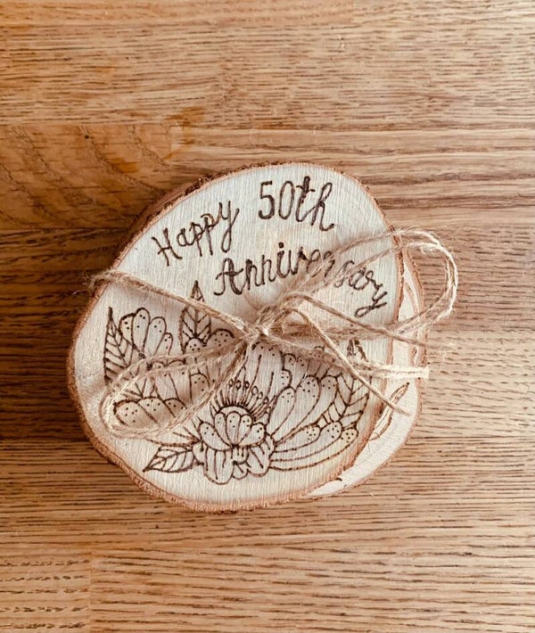 Wooden Personalised Engraved Coasters/Ornaments - Set of 4