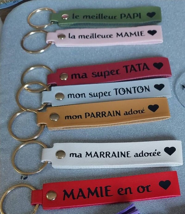 Porte clés en cuir couleur
