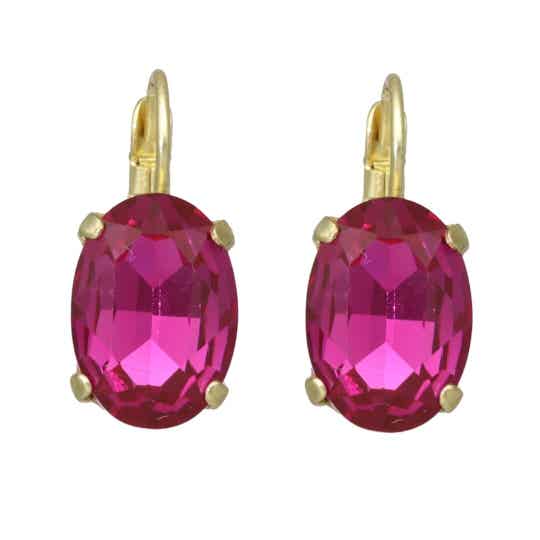 Oorbellen Fuchsia Swarovski kristal Oval Earrings