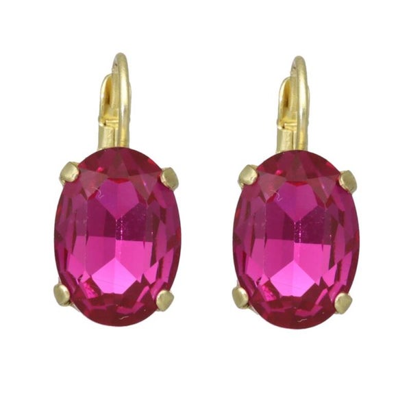 Oorbellen Fuchsia Swarovski kristal Oval Earrings