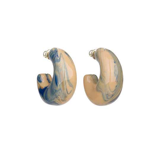 Oorringen Waterfall Agate Fantasy Leiblauw