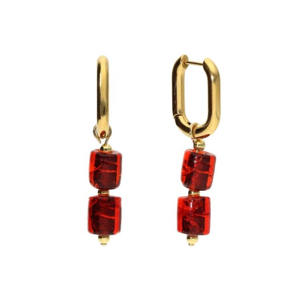 Oorringen rood Glass Bead Earrings