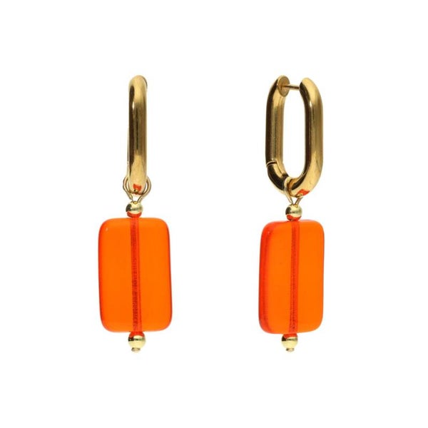 Oorringen oranje Glass Bead Earrings Tropical Orange