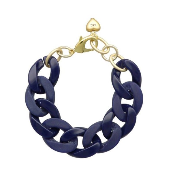 Armband Flat Chain Bracelet Navy Blauw