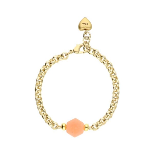 Armband Little Hexagon Chain Bracelet Schakelarmband met Vintage Rose Kraal