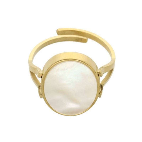 Ring Oval Mother Of Pearl Ring White Opal