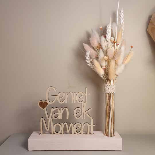 Geniet van elk moment fotokaarthouder met droogbloemset