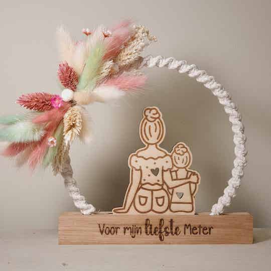 Eikenhouten droogbloemdecoratie voor de liefste meter