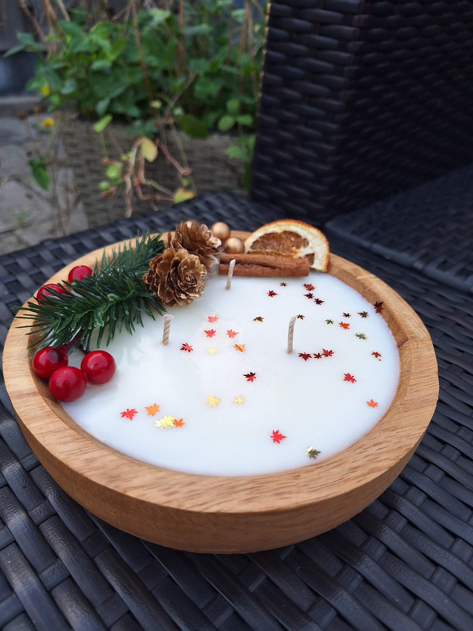 Ronde houten kerst kaars