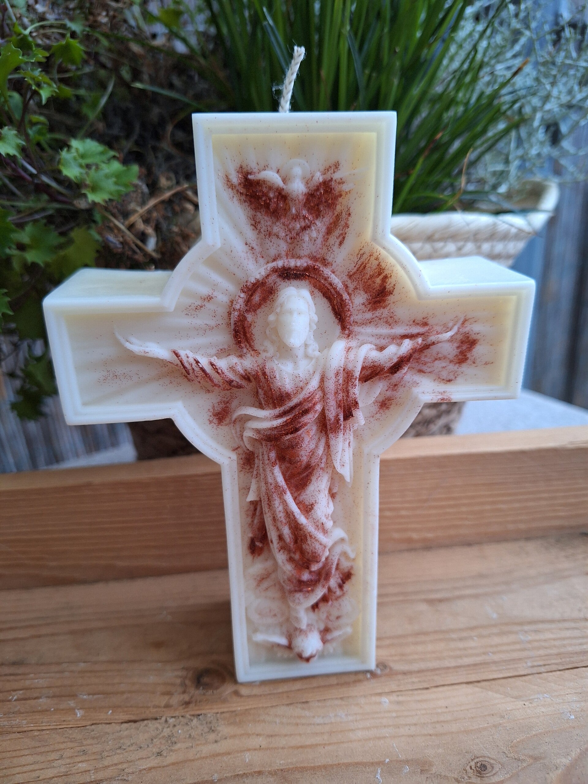 Religieuze kruis kaars