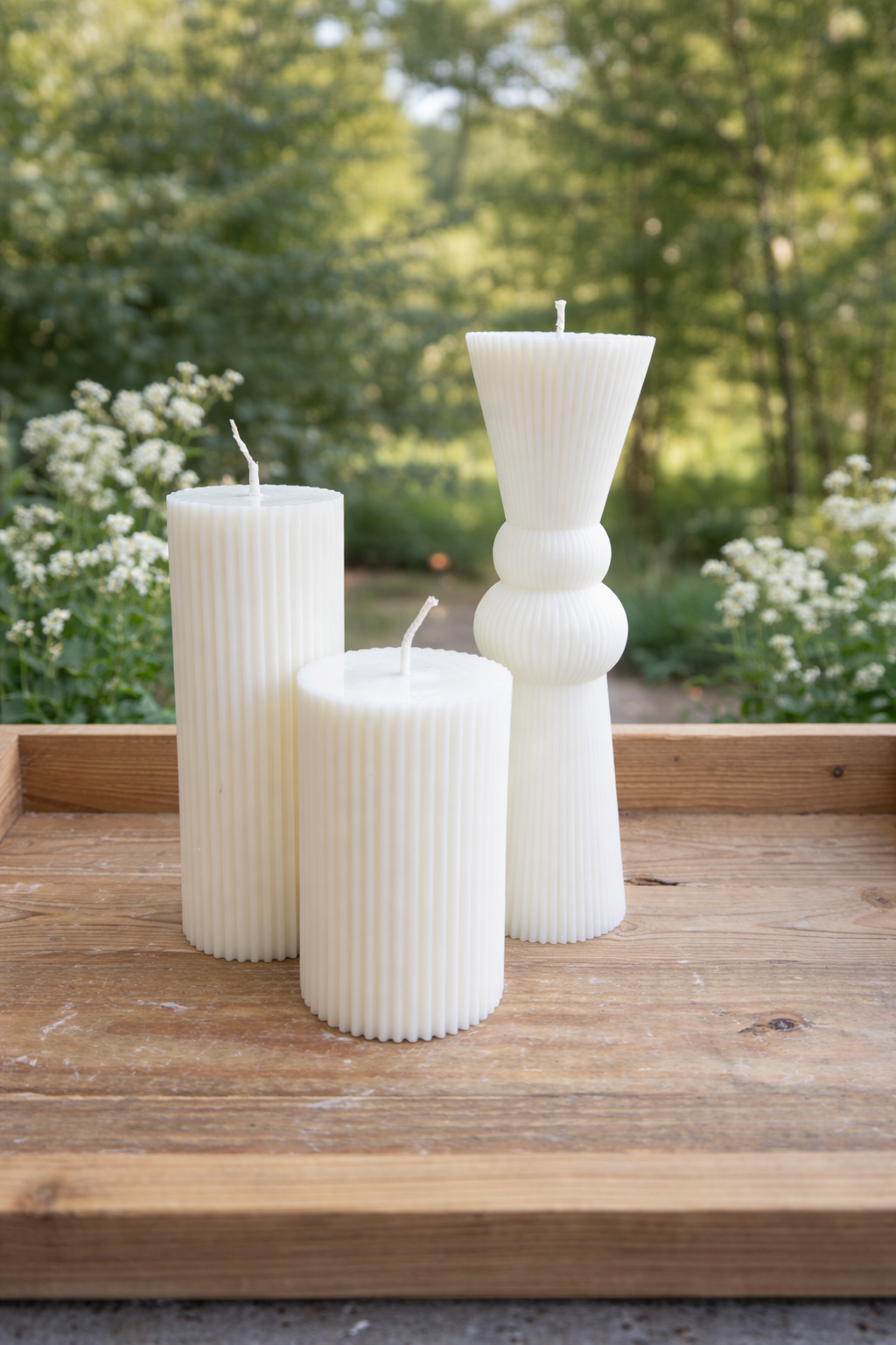 Fijn ribbel cilinderkaars