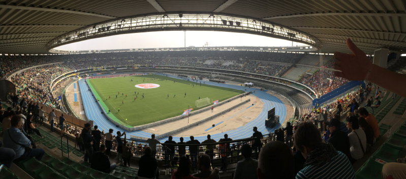 Het Stadio Bentegodi, waar de ultra-rechtse supporters van Hellas Verona hun wedstrijden bezoeken