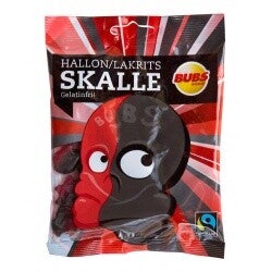 Bubs Mini Salty Raspberry Licorice Skulls 90g