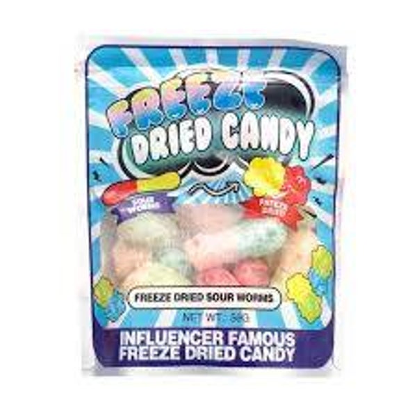 Freeze Dried Sour Worms Candy 56g