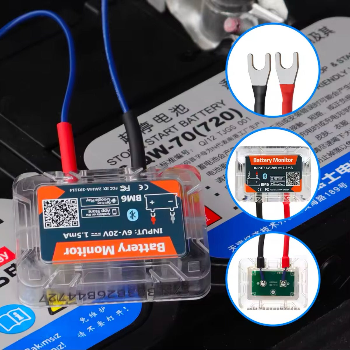BM6 Draadloze Accu Monitor - Bluetooth Accu Status Checker