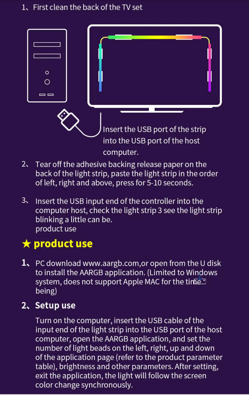 Dream_Color_USB_Game_Monitor_Verlichting_Installatie_Instricties