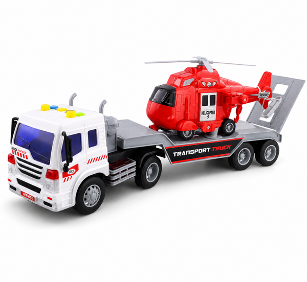 Speelgoed vrachtwagen met helikopter 1:16 - Licht en geluid