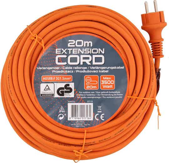 Pro-MAX 20 meter Verlengkabel 3x 1,5mm² - Oranje/Zwart