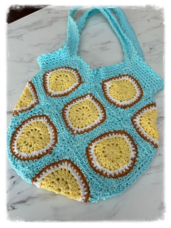 Handmade all cotton lemon design crochet bag