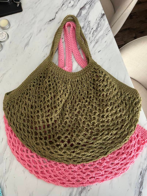 Hand crocheted market bags 100% cotton