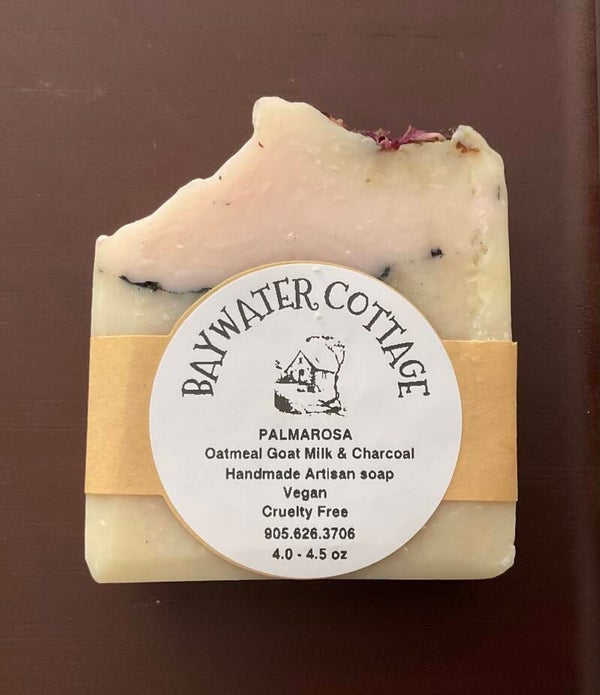 PALMAROSA Oatmeal Goat Milk & Charcoal Handmade Artisan soap Vegan Cruelty Free 905.626.3706