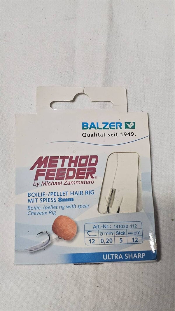 Balzer Method Feeder (Boilie - pellet hair rig mit spiess) Size 12 / 0,20mm.