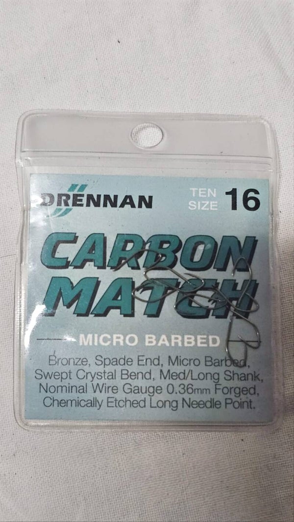 Brennan Carbon Match Hooks . Size 16