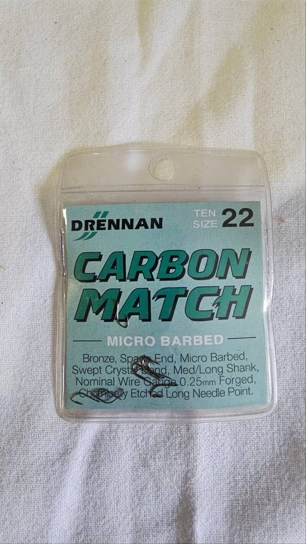 Brennan Carbon Match Hooks.  Size 22