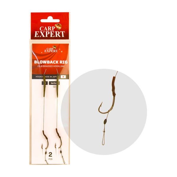 Carp Expert Blowback rig onderlijnen 2st. 15LB braided, Haakmaat 4