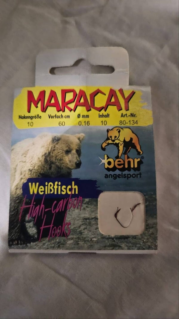 Maracay Wit vis High Carbon Hooks size 10 60cm 16mm