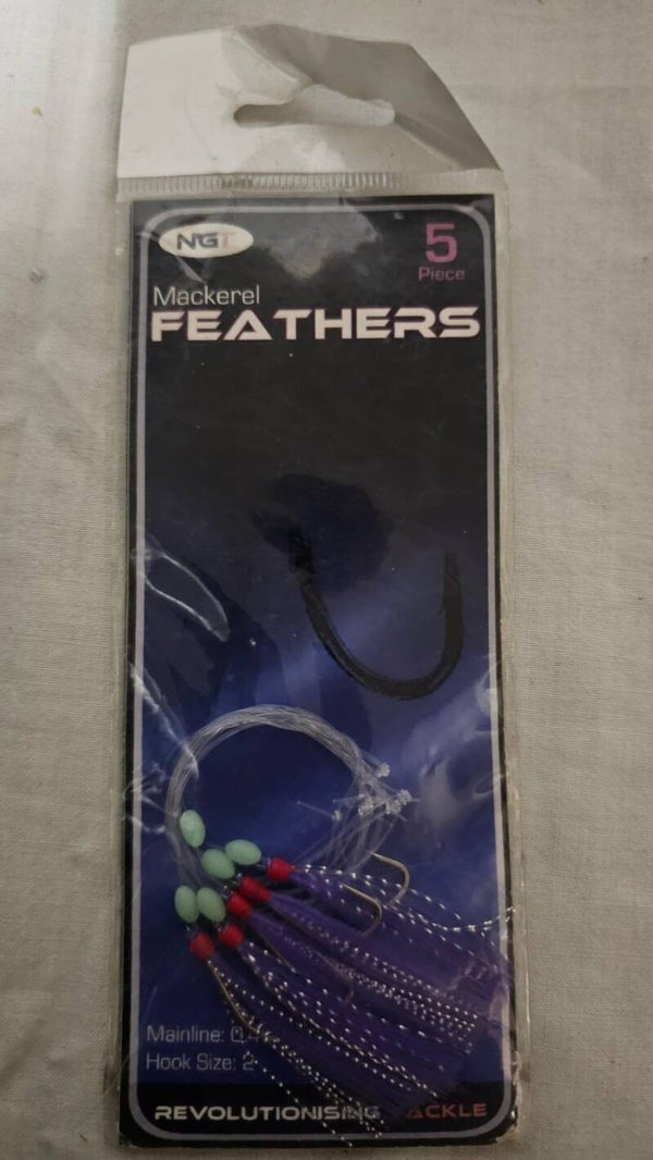 NGT Makreel Feathers Hook 5 Piece. Size 2 40mm 40LB