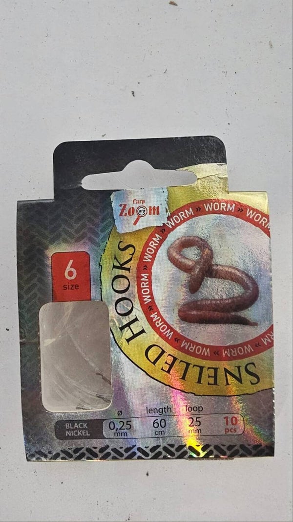 Zoom Snelled Hooks (Worm) Size 6 / 25mm