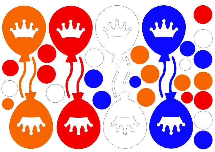 Raamsticker rood-wit-blauw-oranje (transparant)
