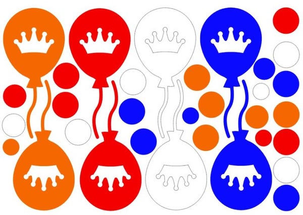 Raamsticker rood-wit-blauw-oranje (transparant)