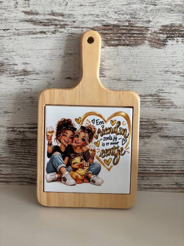 Plank met tegeltje Een vriendin