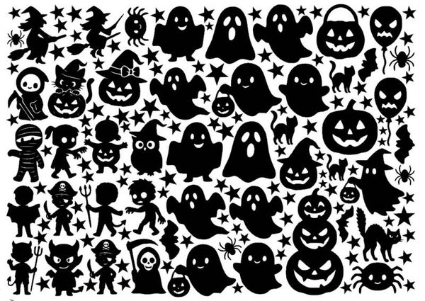 Raamsticker halloween GROOT in wit en zwart